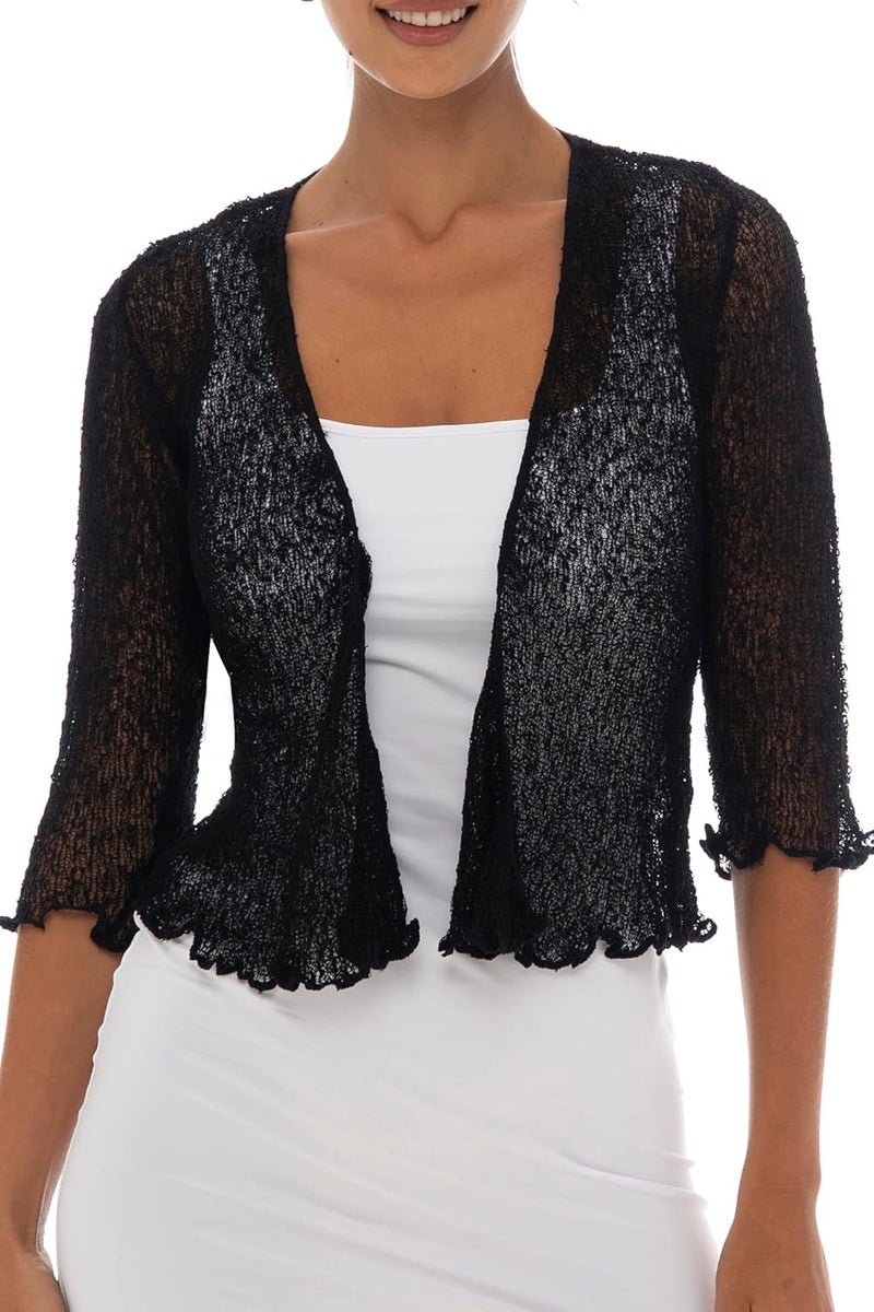 Back From Bali Womens Sheer Shrug Cardigan Lightweight Knit - Image 1