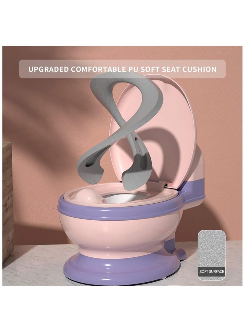 DOOKOO Kid Size Potty, Realistic Potty Training Toilet, Toddler Potty Chair with Soft Seat, Removable Potty Pot, Toilet Tissue Dispenser and Splash Guard, Non-Slip for Toddleru0026 Babyu0026Kids (Pink) - Image 5