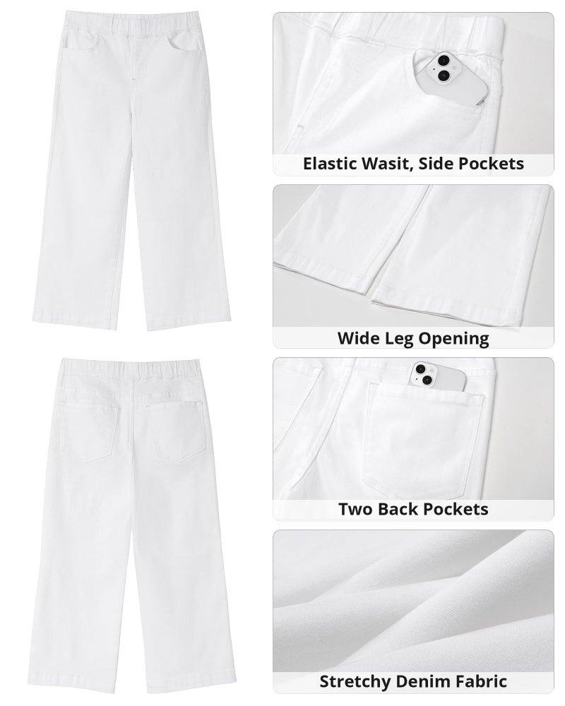 GRAPENT White Jeans Capri Pants High Waisted Capri Jeans Pull on Wide Leg Pants for Women Pull on Capris for Women Stretch Color Cream White X-Large Size 16 to 18 - Image 5