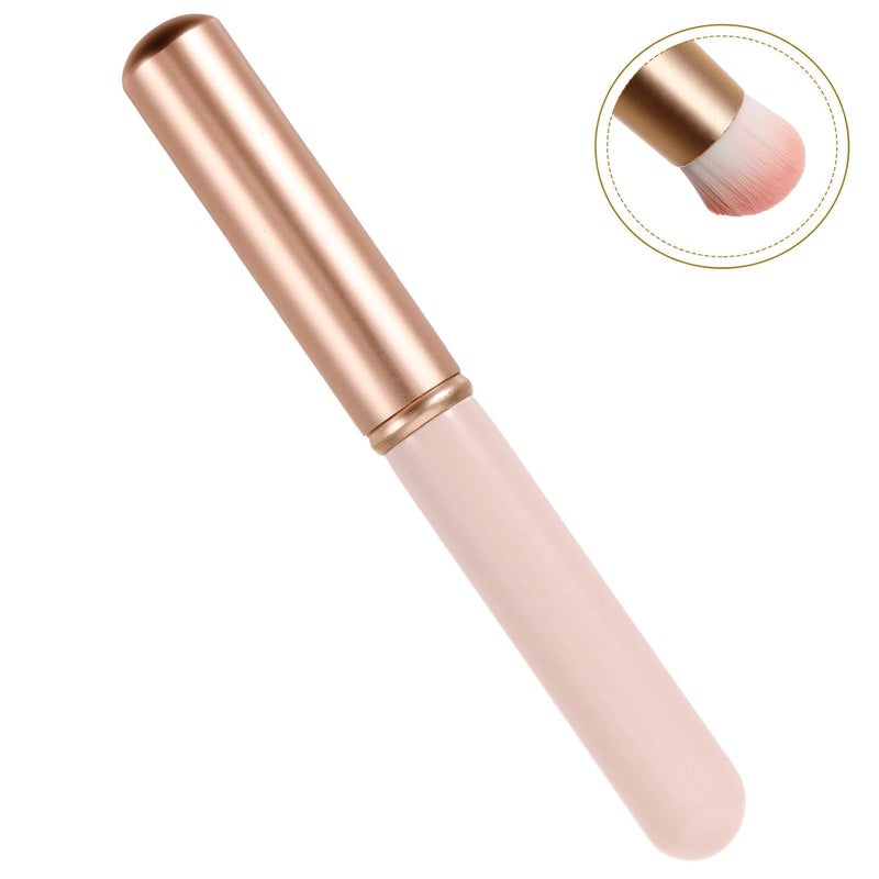 Portable Lip Brush with Lid, Pink Short Round Head Lipstick Applicator Wand for Precise Lip Gloss Application, Travel Makeup Brush Tool for Professional and Daily Use - Image 4