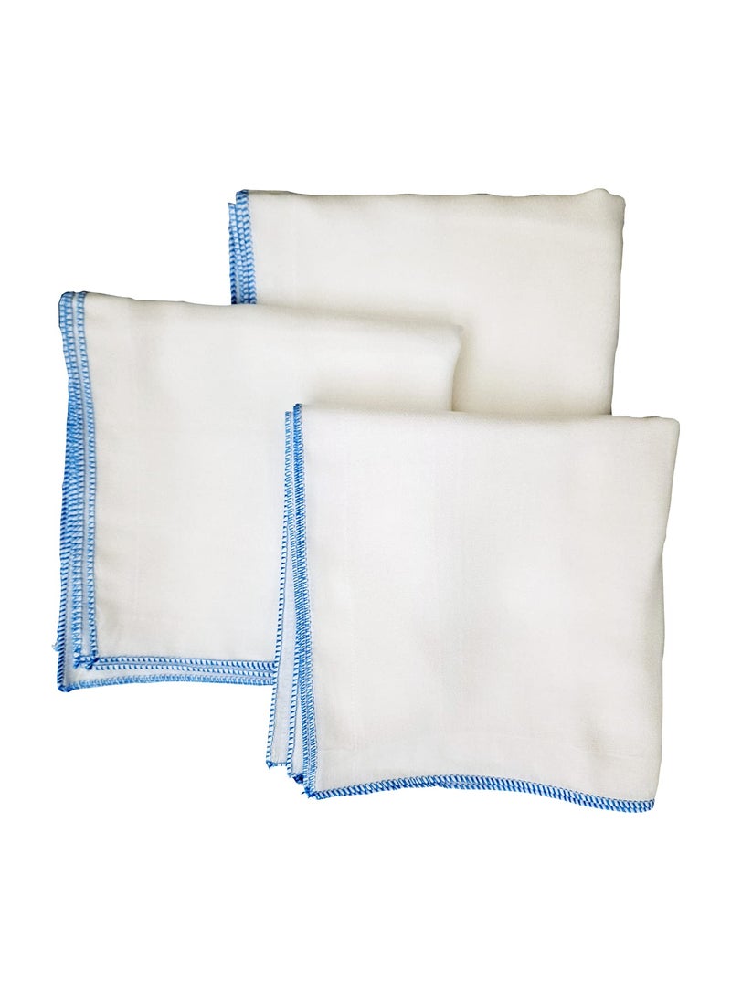 Generic AngelInMoms 15 Packs Natural Cotton 100 Soft Muslin Gauze Handkerchief Face Washcloths Makeup Remover Thin Towels Wide Size 14 inch x 14 inch Reusable Napkins Hankies Bath Towel Blue 