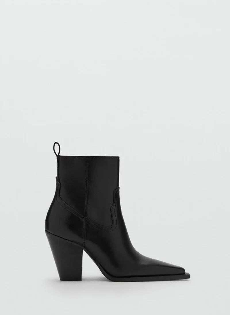 مانجو Leather ankle boots with block heel