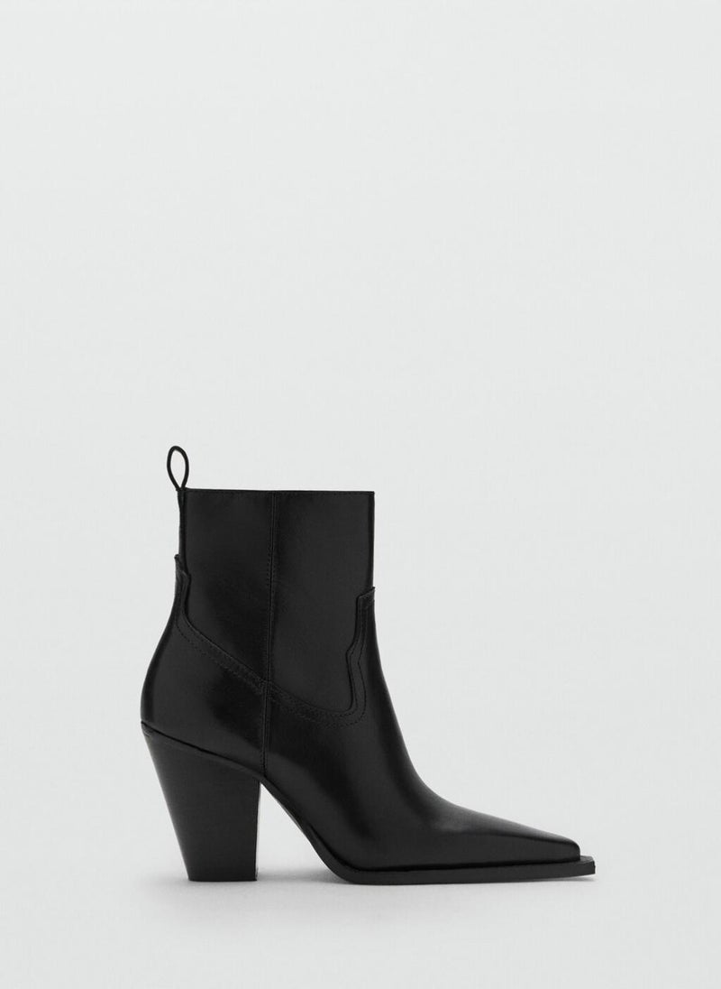 MANGO Leather ankle boots with block heel - Image 1