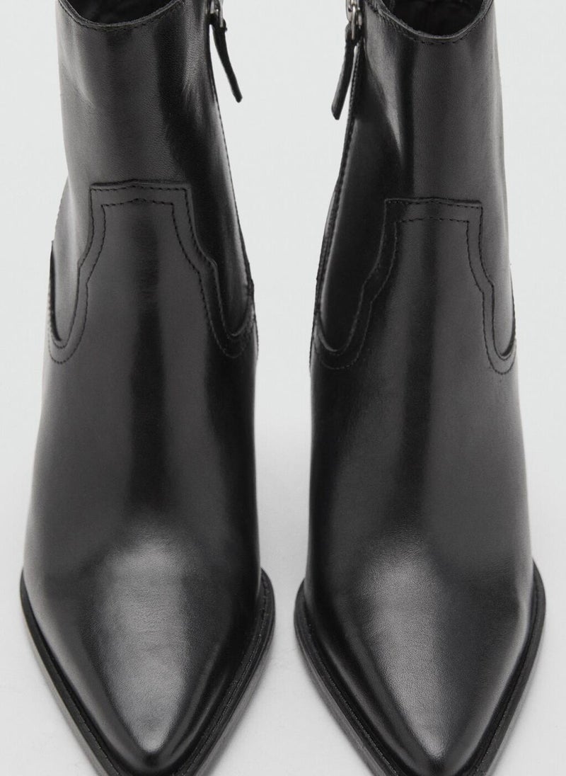 MANGO Leather ankle boots with block heel - Image 4