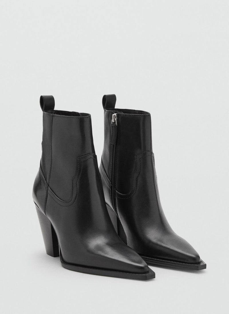MANGO Leather ankle boots with block heel - Image 2