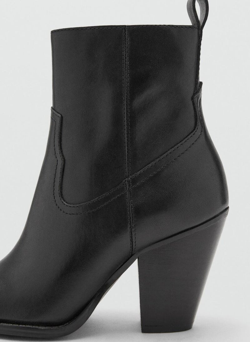 MANGO Leather ankle boots with block heel - Image 3