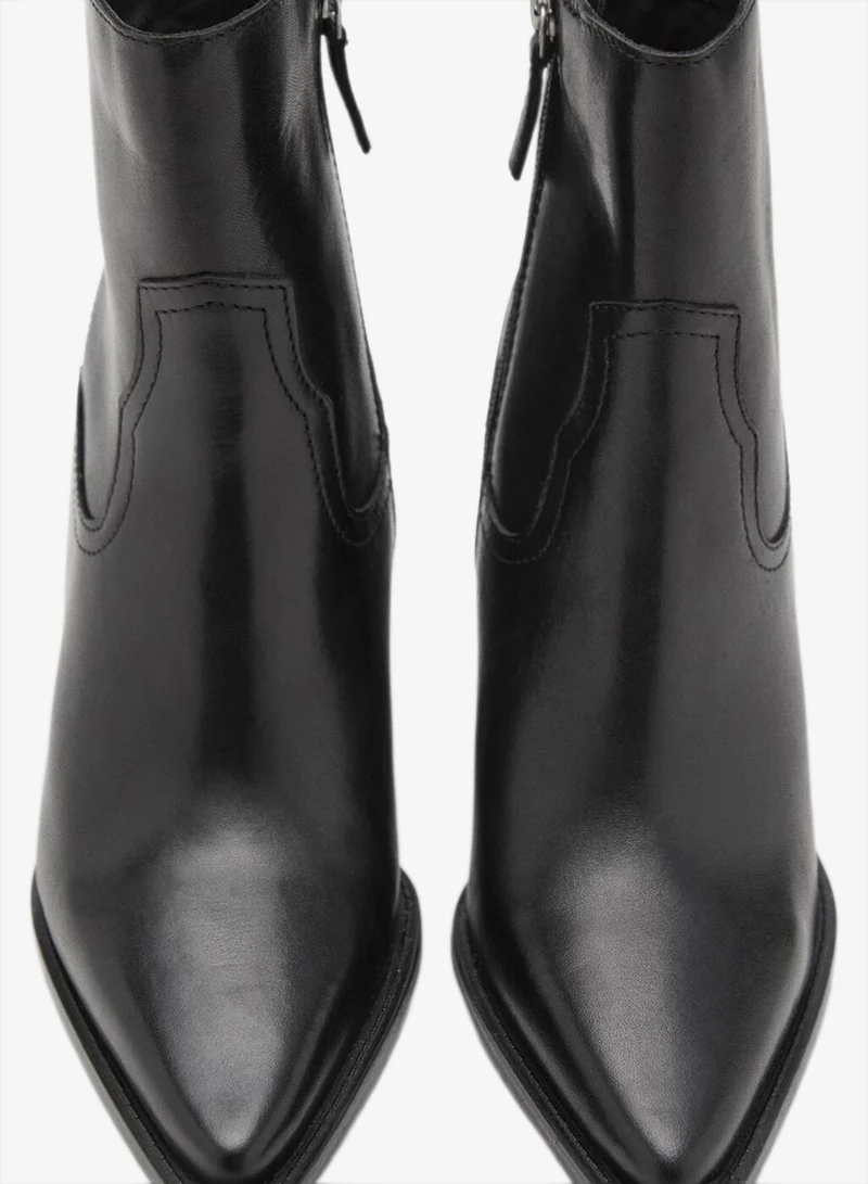 Mango  Leather ankle boots with block heel for Women | Best Price UAE