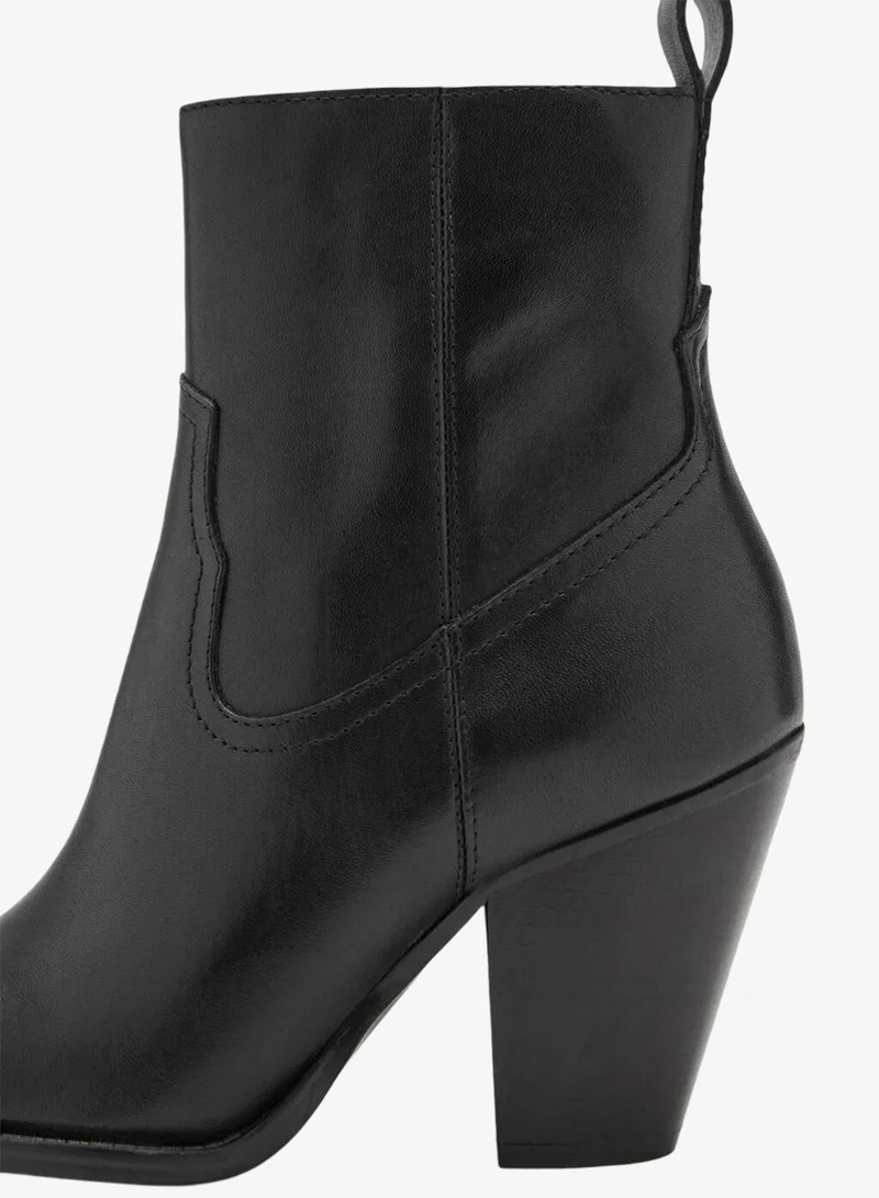Mango  Leather ankle boots with block heel for Women | Best Price UAE
