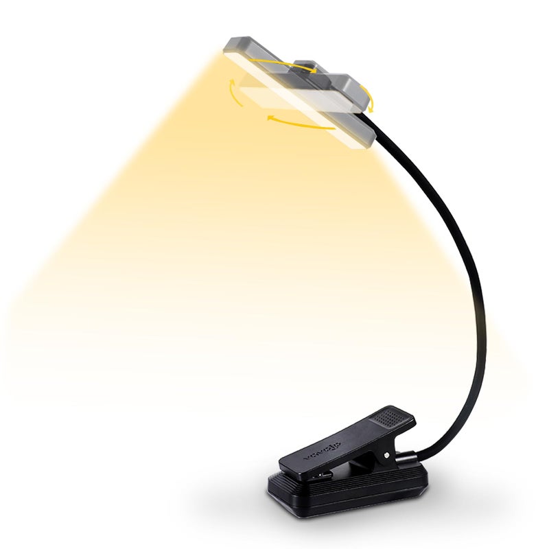 VAVOFO Rechargeable Book Light Rotatableï¼š24 LEDs Reading Light, 3-Color & 9-Brightness Book Lamp, Eye Cared 120Hrs Runtime Lightweight Clip on Led Light for Book Lovers (Black) - Image 1