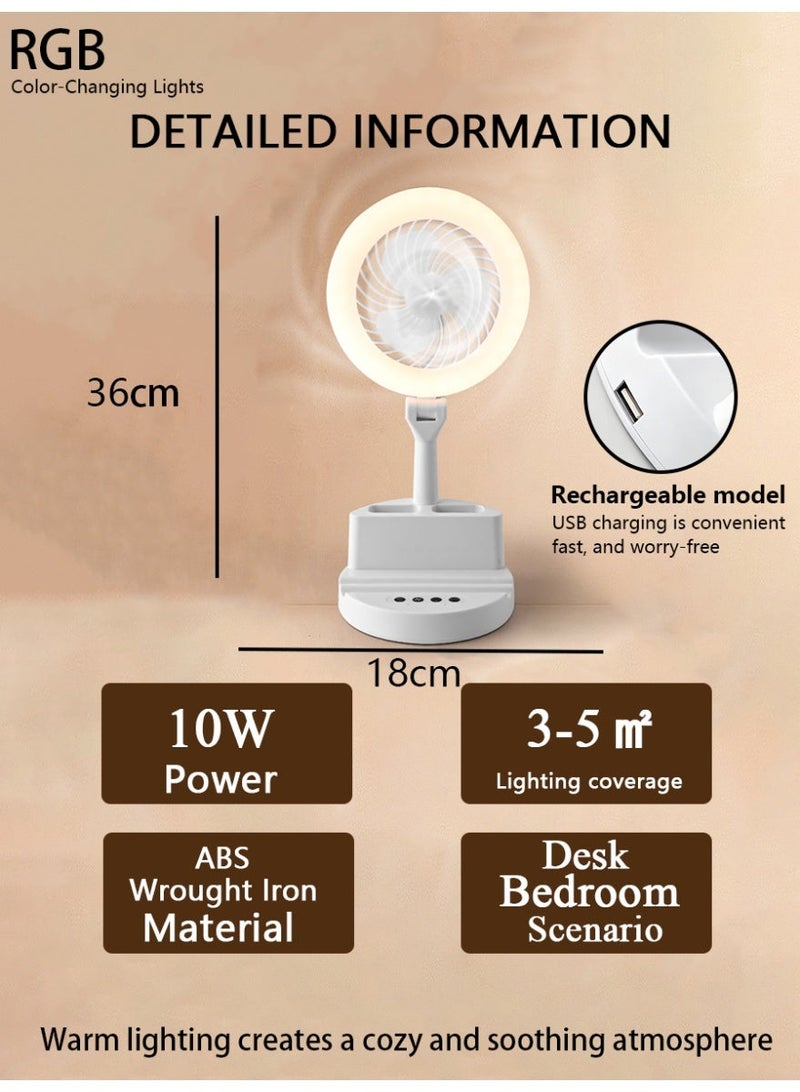 RGB Color-Changing 2-in-1 Fan and Ambient Light USB-Charging Desk Lamp - Image 2