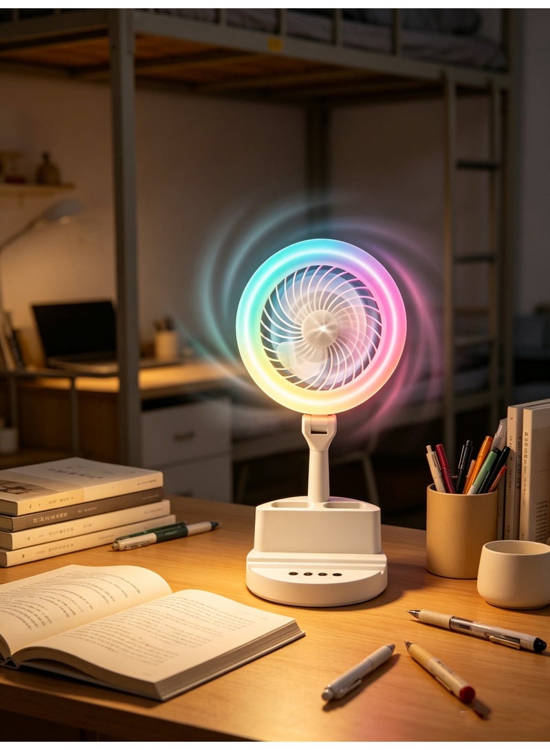 RGB Color-Changing 2-in-1 Fan and Ambient Light USB-Charging Desk Lamp - Image 3