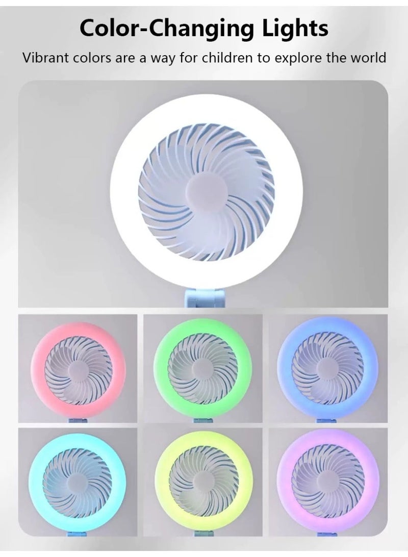 RGB Color-Changing 2-in-1 Fan and Ambient Light USB-Charging Desk Lamp - Image 4