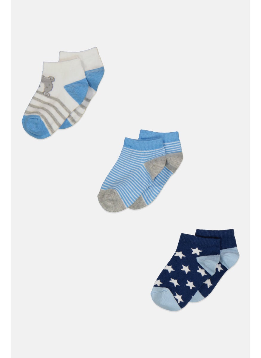 RBX Kids Boy 3 Pairs Stripe Ankle Socks, White  - Image 1