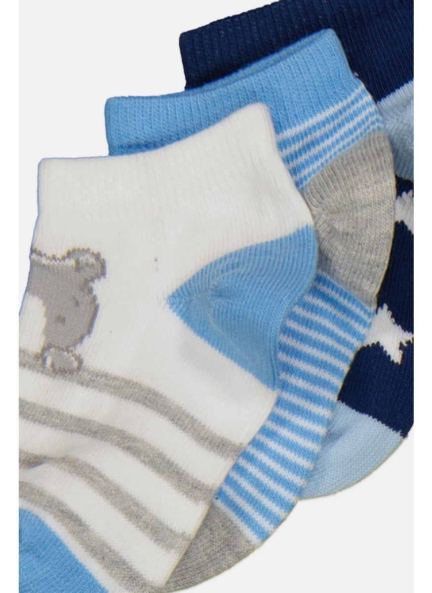 RBX Kids Boy 3 Pairs Stripe Ankle Socks, White  - Image 2