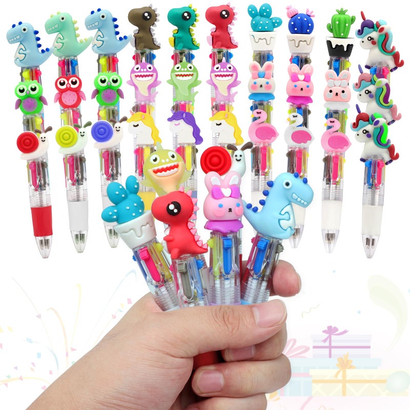 TOYESS TOYESS Pack of 30 Children's Pastel Coloured 4 Colour Pens with 4 Colour Surprise Pouch for 30 Children, Piñatas Small Birthday Gifts for Girls and Boys, 4, 5, 6, 7, 8, 9, 10 Years  - Image 1