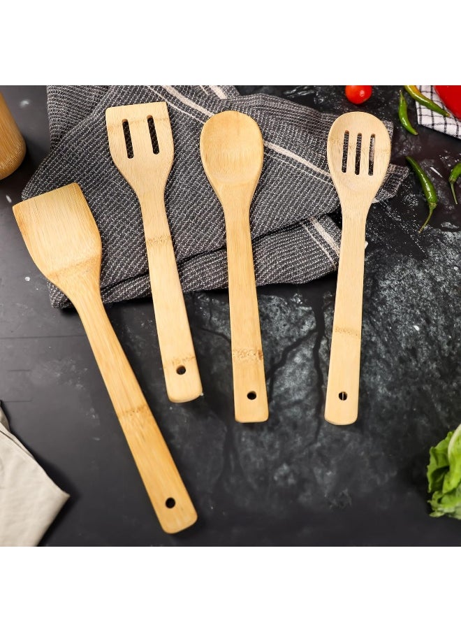 DELCASA Delcasa DC3164 Bamboo Kitchen Tools Set with Stand 5-Piece, Brown  - Image 3