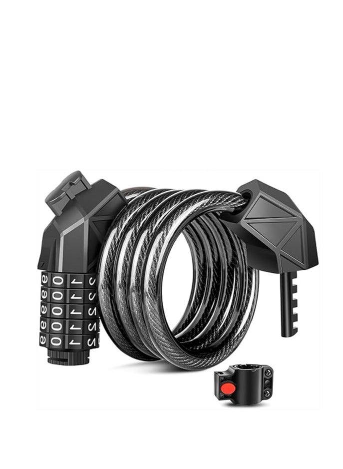 ماركة غير محددة قفل دراجة Live4gadgets، قفل دراجة مكون من 5 أرقام بطول 120 سم/12 مم، أقفال كابلات للدراجات، سلسلة دراجات عالية الأمان للدراجات الكهربائية والدراجات الجبلية وبوابات التزلج الخارجية وملحقاتها 