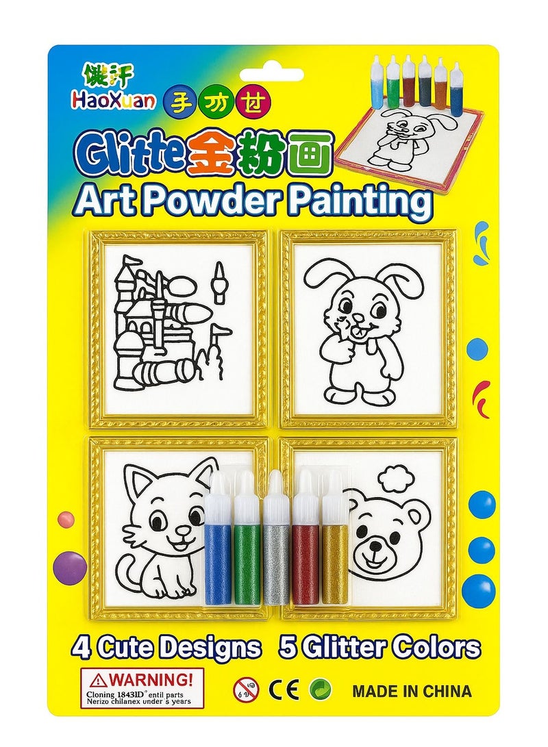 مجموعة أدوات الرسم اللامعة للأطفال من عمر 3 سنوات فما فوق - مجموعة رسم لامعة يمكنك صنعها بنفسك مع 5 ألوان لامعة و4 تصاميم لاصقة رائعة - متعة إبداعية خالية من الفوضى للأطفال الصغار والفنانين الصغار - Image 1