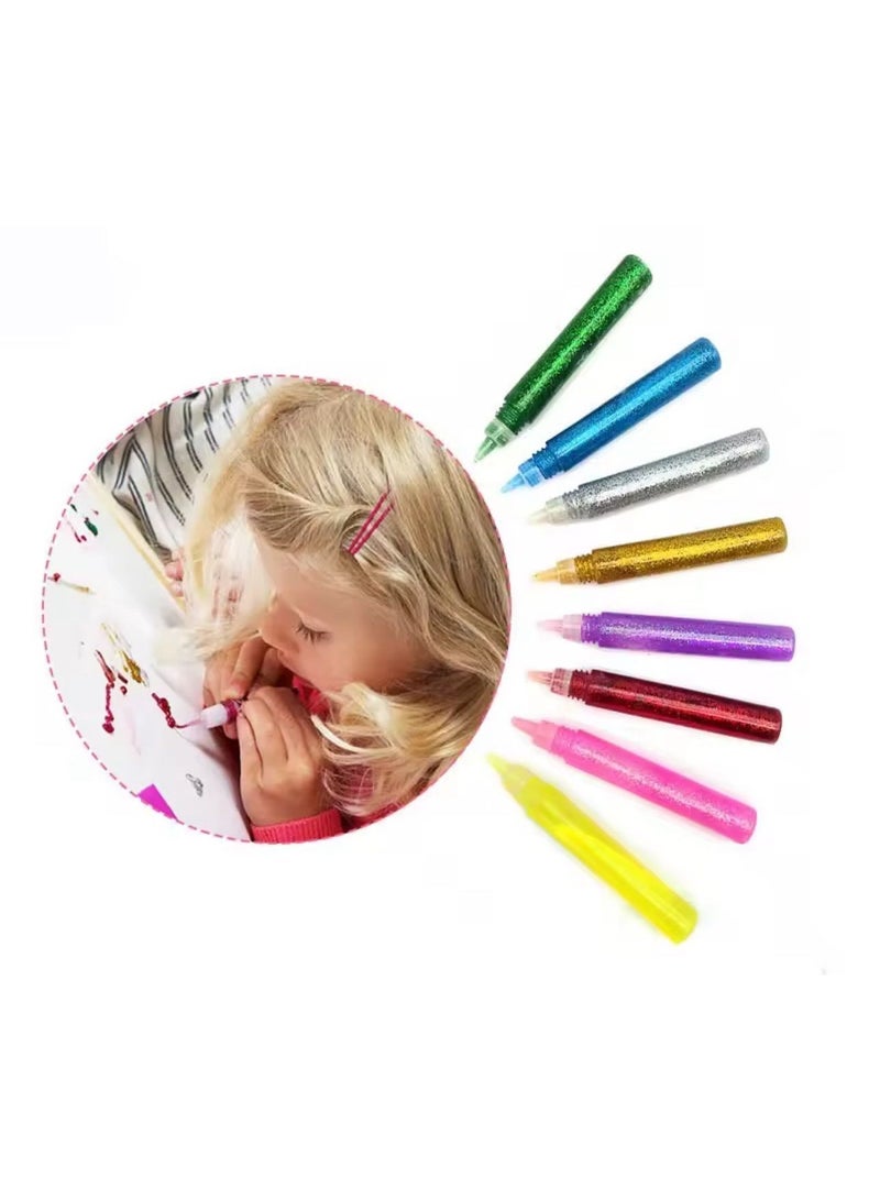 مجموعة أدوات الرسم اللامعة للأطفال من عمر 3 سنوات فما فوق - مجموعة رسم لامعة يمكنك صنعها بنفسك مع 5 ألوان لامعة و4 تصاميم لاصقة رائعة - متعة إبداعية خالية من الفوضى للأطفال الصغار والفنانين الصغار - Image 4
