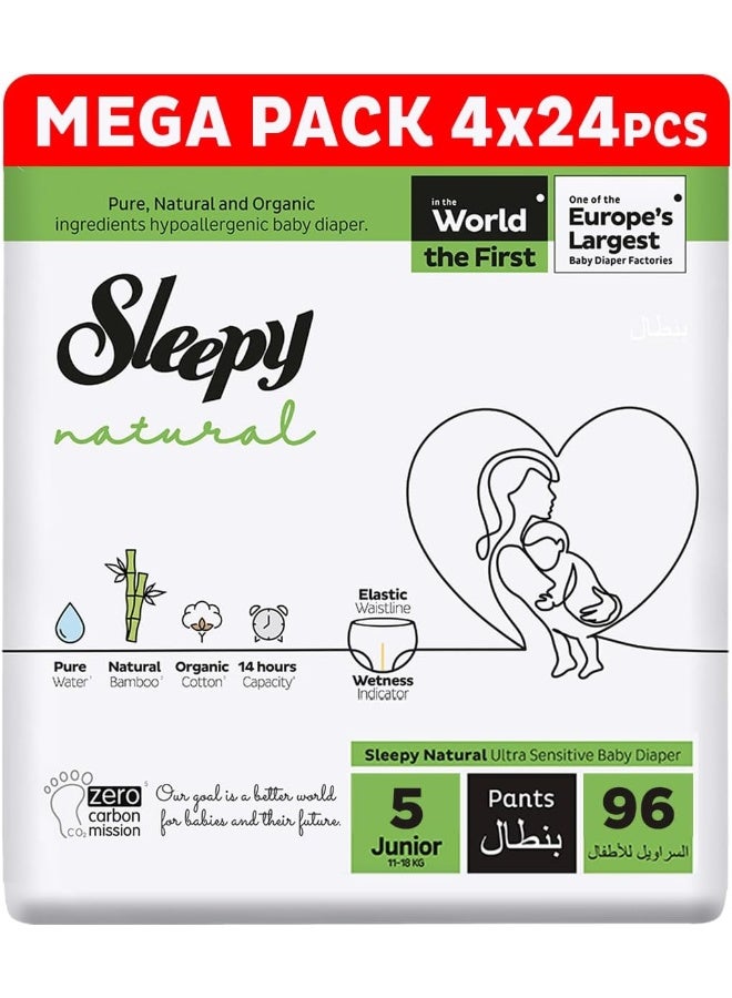 Sleepy Baby Diaper Natural Pants Size 5, Ultimate Comfort, Superior Absorbency, Eco-Friendly, Hypoallergenic, 4 X 24 Pieces - Image 1