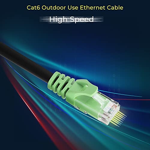 Rapink Cat6 Outdoor Ethernet Cable 100 ft, Ethernet Cable UV Resistant, Cat6 Cable Waterproof, Network Cable Copper Clad Aluminum for Indoor & Outdoor Use - Image 4