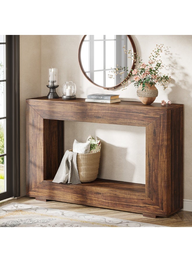 شو وو طاولة كونسول ريفية بطول 120 سم مع مساحة تخزين - طاولة أنيقة للمدخل/الردهة، مثالية لوضعها خلف الأريكة في غرفة المعيشة والمدخل - Image 3