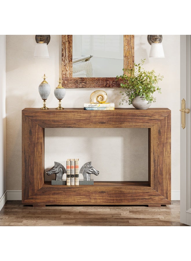 شو وو طاولة كونسول ريفية بطول 120 سم مع مساحة تخزين - طاولة أنيقة للمدخل/الردهة، مثالية لوضعها خلف الأريكة في غرفة المعيشة والمدخل - Image 4