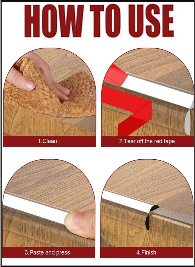 Baby Safe Corner Guard Set, 2M Silicone PVC Pre-Tape Adhesive with 4 Corner Guards for Protecting Cabinet Table Drawers from Sharp Corners - Image 4