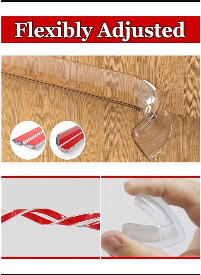 Baby Safe Corner Guard Set, 2M Silicone PVC Pre-Tape Adhesive with 4 Corner Guards for Protecting Cabinet Table Drawers from Sharp Corners - Image 3