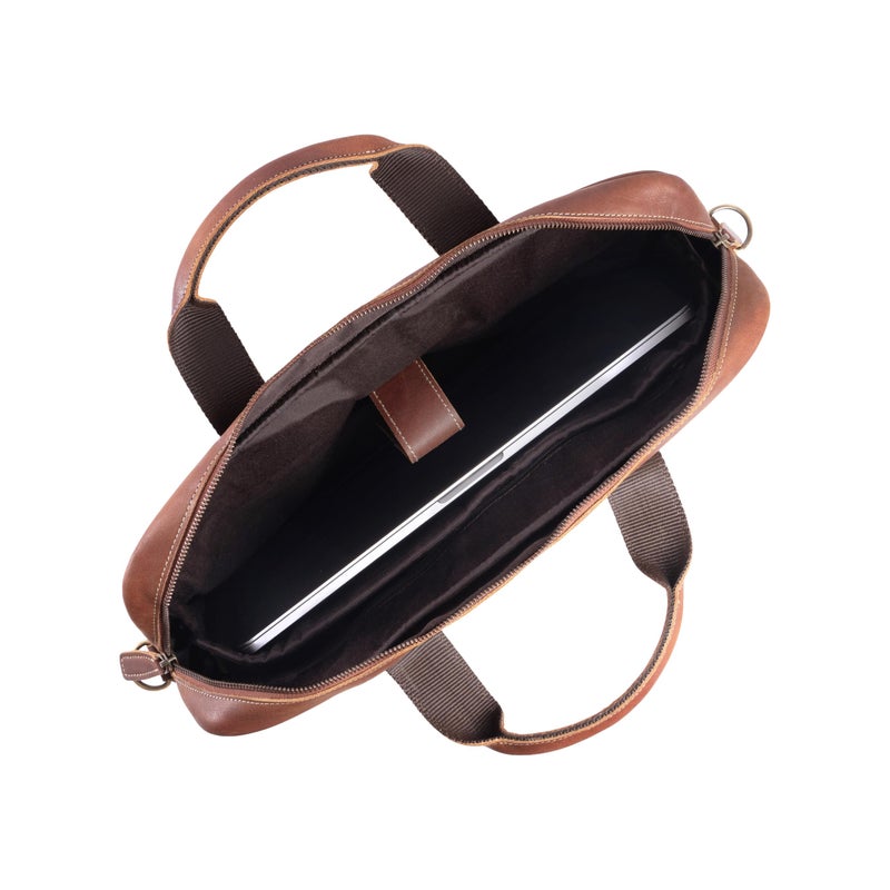 KomalC 16 Inch Leather briefcases Laptop Messenger Bags for Men and Women Best Office Satchel Bag (Tan) - Image 3