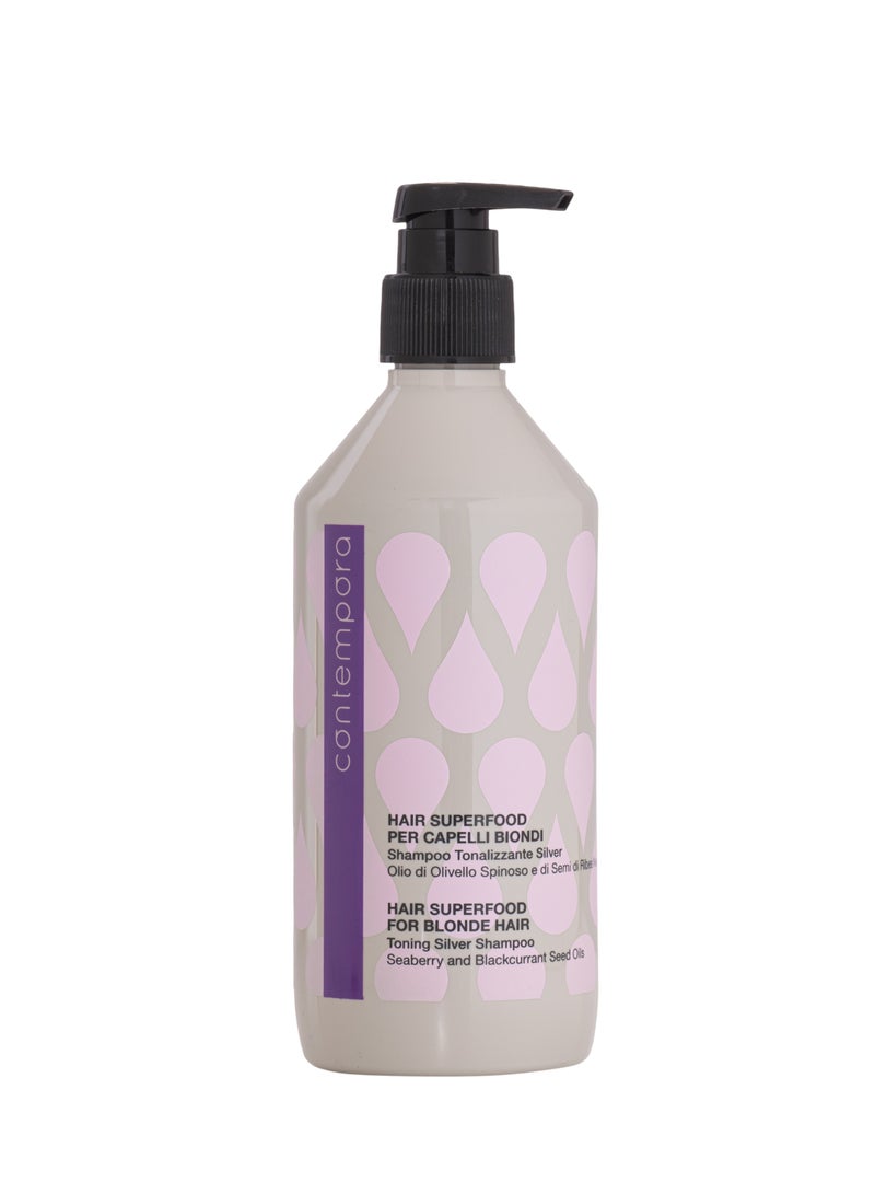 Barex Italiana Contempora - Hair Superfood for Blonde Hair | Toning Silver Shampoo 500 ML - Image 1