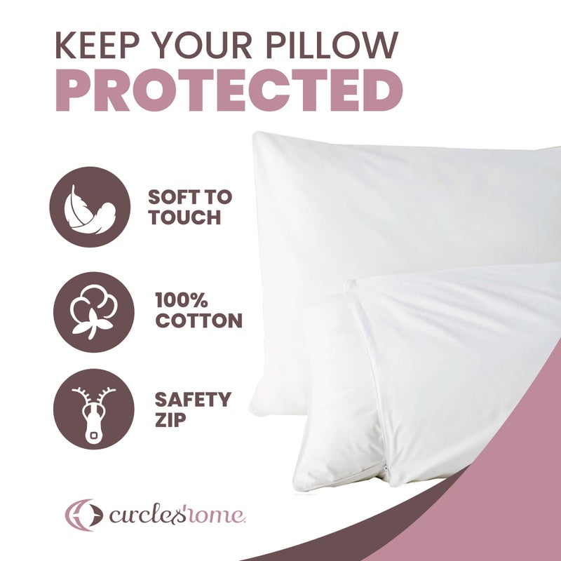 CirclesHome Standard Zippered Pillow Protectors | 100% Cotton Breathable Pillow Covers | Protects Pillows from Dirt  Dust  and Debris | (Standard 20x26 - Set of 6) - Image 2