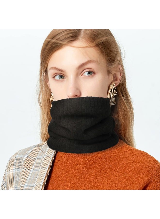 Pukavt Winter Knitted Neck Gaiter,Men Women Neck Warmer Windproof Ski Face Scarf for Cold Weather Outdoor Sports-Black - Image 5