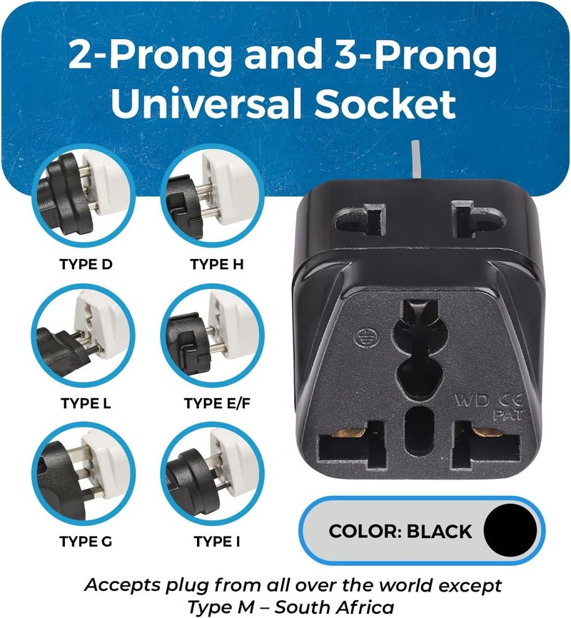 OREI Australia, New Zealand, China Power Plug Adapter, AU Travel Adapter 2 in 1 USA Grounded Outlet Universal Socket - Type I - Fiji, Argentina - 4 Pack - Image 3