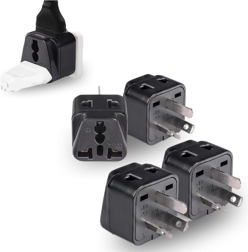 OREI Australia, New Zealand, China Power Plug Adapter, AU Travel Adapter 2 in 1 USA Grounded Outlet Universal Socket - Type I - Fiji, Argentina - 4 Pack - Image 1