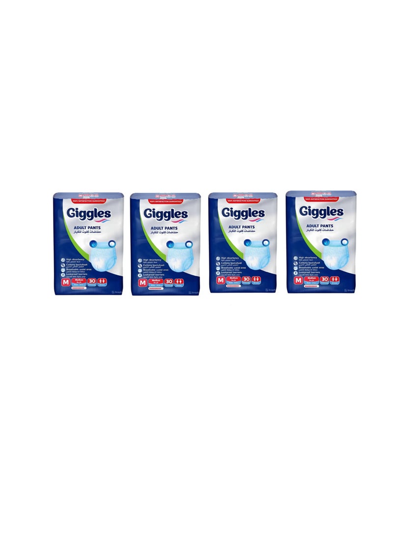giggles Pack of 4 giggles adult diaper Meduim ( 120 pic) total