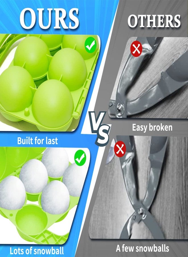 Holady 2 Pack Snowball Makers - Makes 6 Snowballs at Once - Outdoor Winter Snow Toys for Kids and Adults, Snowball Maker Tool with Handle for Snow Ball Fights（Blue,Green） - Image 3