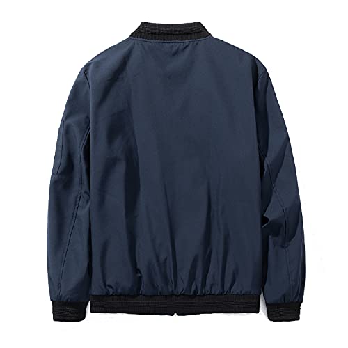 URBANFIND Men's Slim Fit Lightweight Sportswear Jacket Casual Bomber Jacket US L Blue - Image 2
