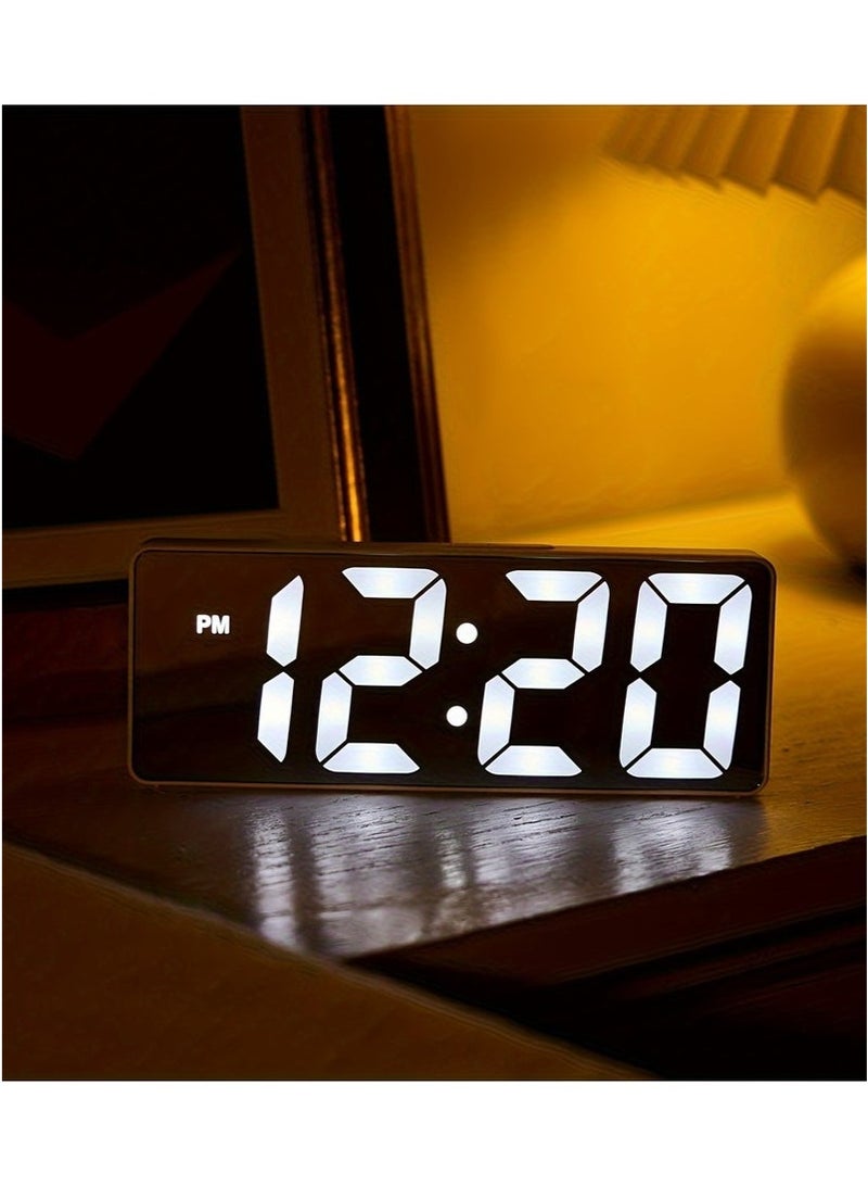 Bukela Modern Led Digital Alarm Clock With Mirror Finish Adjustable Brightness, Temperature Display, Usb Powered Desk Clock For Bedroom Decor , Batteries Not Included Alarm Clocks For Bedrooms（Black） - Image 2