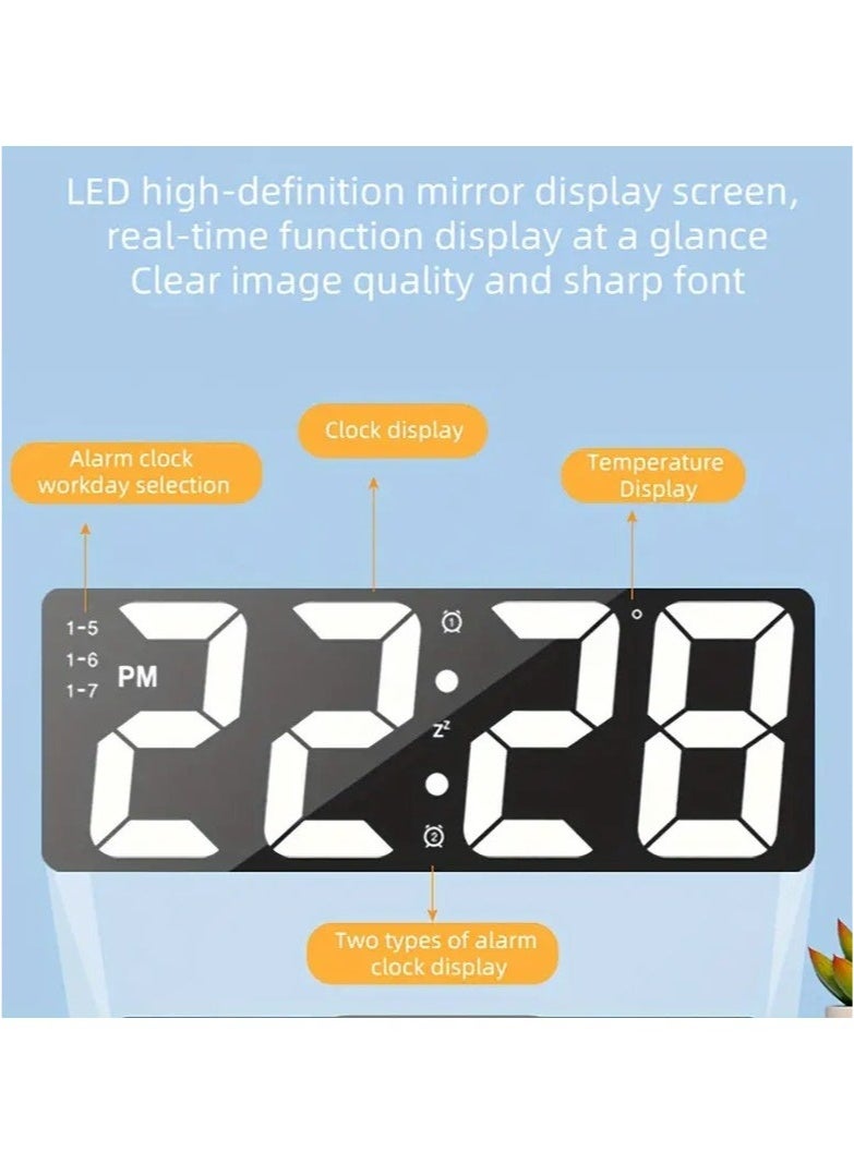 Bukela Modern Led Digital Alarm Clock With Mirror Finish Adjustable Brightness, Temperature Display, Usb Powered Desk Clock For Bedroom Decor , Batteries Not Included Alarm Clocks For Bedrooms（Black） - Image 5