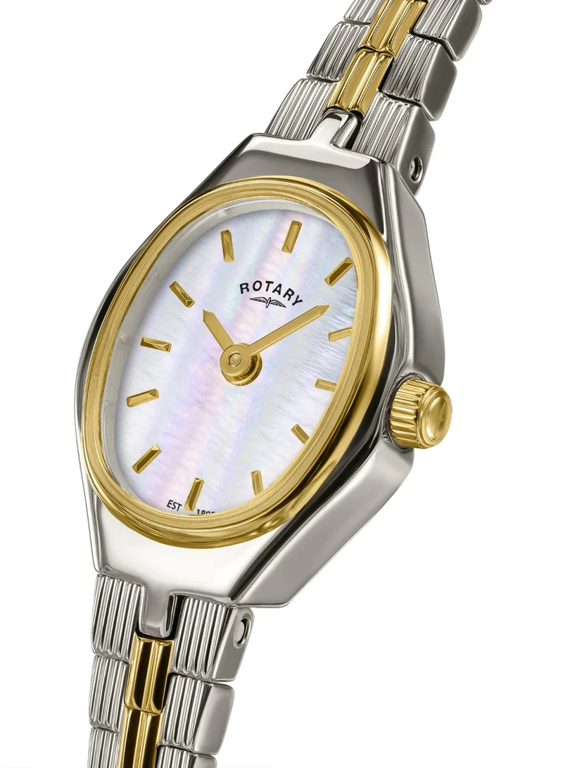 Rotary Women's 1895 Analogue Watch, 16.8 mm, Mother of Pearl Dial, Two-Tone Steel Bracelet