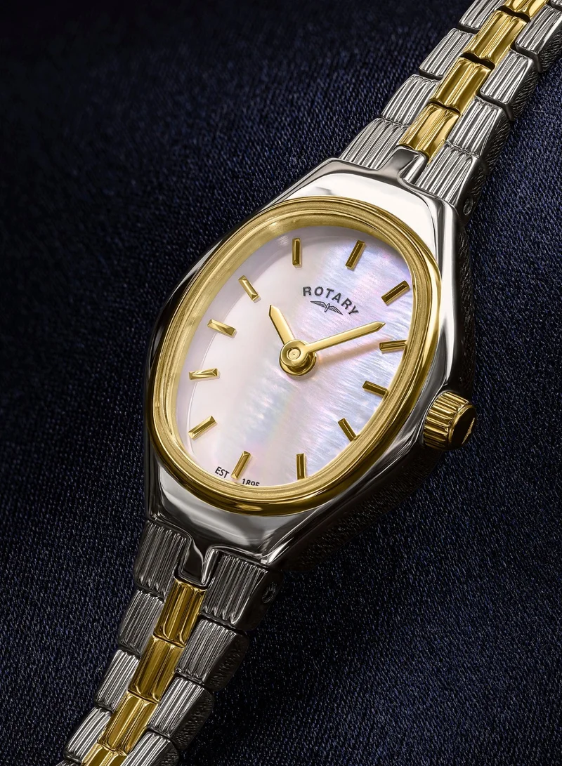 Rotary  Women's 1895 Analogue Watch, 16.8 mm, Mother of Pearl Dial, Two-Tone Steel Bracelet for Women | Best Price UAE