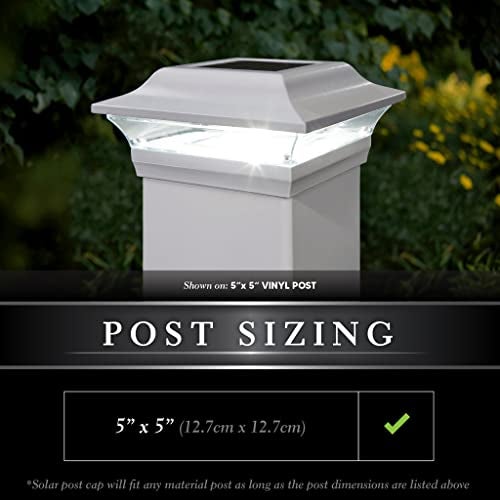 Classy Caps SL214W 5x5 Imperial Solar Post Cap - White – High-Performance Solar LED, Durable Cast Aluminum with Powder-Coated Finish, Fits Over an Actual 5" x5" Post. - Image 4