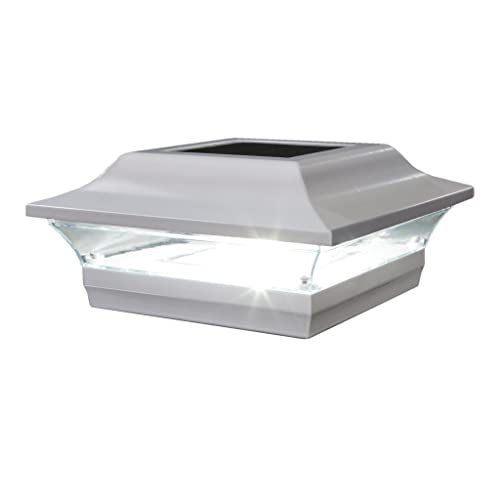 Classy Caps SL214W 5x5 Imperial Solar Post Cap - White – High-Performance Solar LED, Durable Cast Aluminum with Powder-Coated Finish, Fits Over an Actual 5" x5" Post. - Image 1