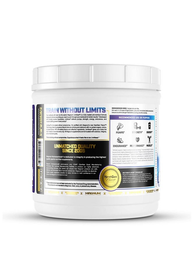 Limitless Magnum Nutraceuticals Premium Quality, Blue Raspberry/Fruit Punch, 504G - يدعم زيادة الطاقة والتركيز والقدرة على التحمل