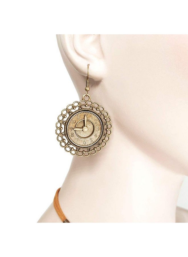 Juland Steampunk Gears Pendant Statement Necklace Vintage Bronze & Silver Watch Clock Clockwork Hand Gear Cog Handmade Kinetic Winged Gear Necklace And Earring Set - Y503 - Image 4