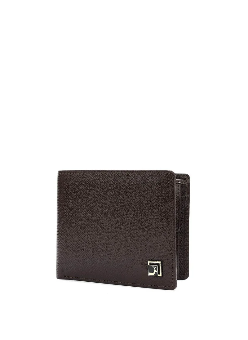 دا ميلانو محفظة جلد طبيعي بنية للرجال