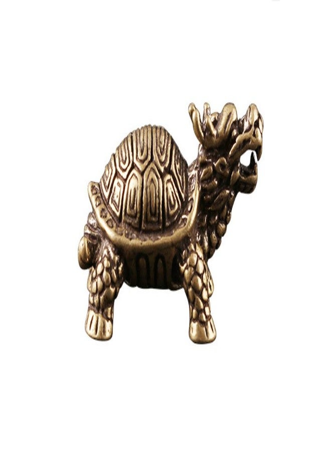 DMtse Chinese Feng Shui Brass Mini Dragon Turtle Decor Statue Figurines Sculpture Collectibles for Avoiding Evil & Keeping Peace Gift Mascot - Image 1