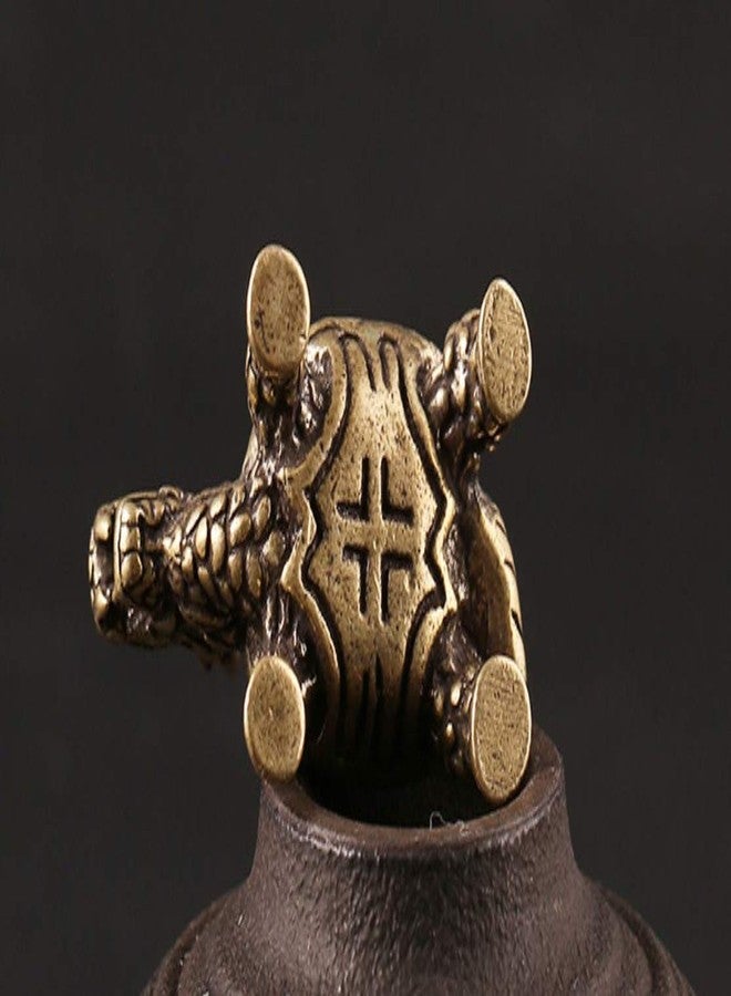 DMtse Chinese Feng Shui Brass Mini Dragon Turtle Decor Statue Figurines Sculpture Collectibles for Avoiding Evil & Keeping Peace Gift Mascot - Image 5