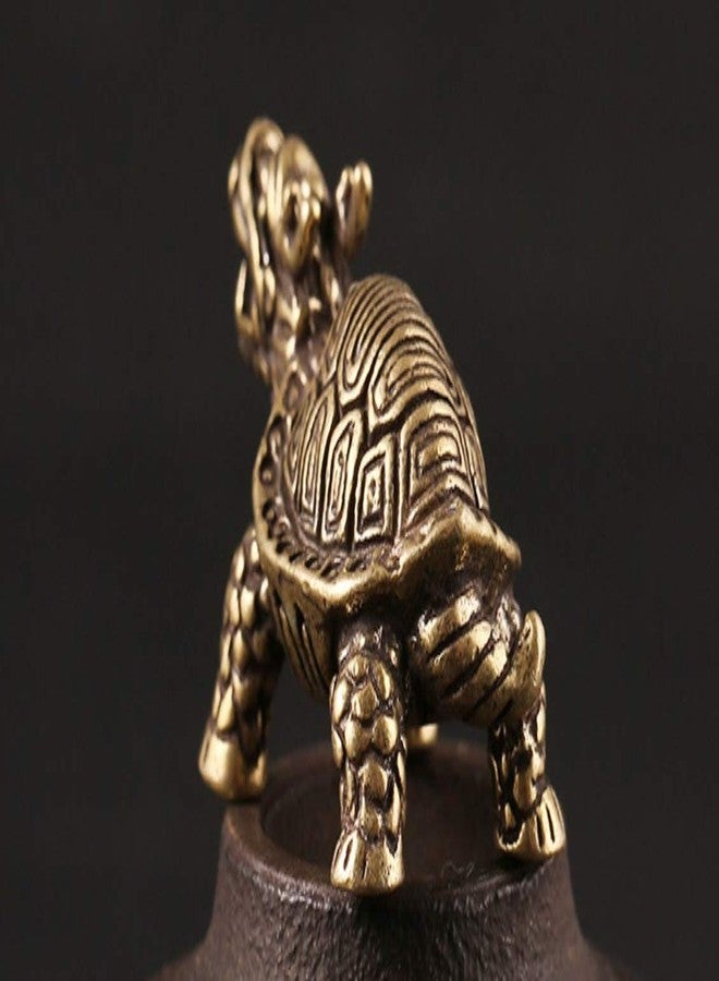 DMtse Chinese Feng Shui Brass Mini Dragon Turtle Decor Statue Figurines Sculpture Collectibles for Avoiding Evil & Keeping Peace Gift Mascot - Image 4